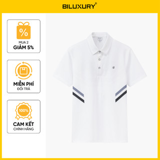 [T7_SALE 20%_HT] Áo Polo Nam Trắng Thiết Kế Hoạ Tiết 1APCH625TRK Biluxury Form Casual Cao Cấp Kháng Khuẩn Bền Màu