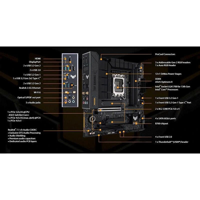 Mainboard ASUS TUF GAMING B760M-PLUS WIFI DDR4 - Bảo hành 36 tháng | BigBuy360 - bigbuy360.vn