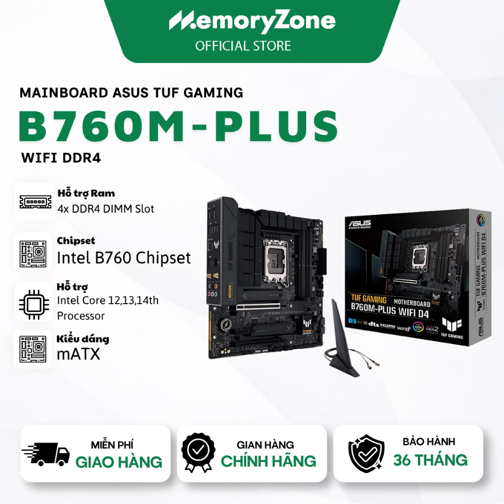 Mainboard ASUS TUF GAMING B760M-PLUS WIFI DDR4 - Bảo hành 36 tháng | BigBuy360 - bigbuy360.vn