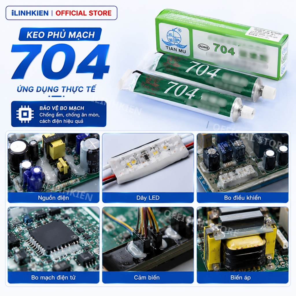 Keo tản nhiệt CPU 704 keo đổ mạch keo phủ mạch cách điện chịu nhiệt chống ẩm tốt ILinhkien