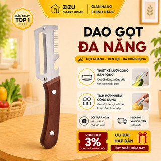 Dao Cắt Hành Tây 3IN1 Inox – Dụng Cụ Gọt Rau Củ Cán Gỗ Tiện Lợi