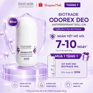 Lăn Khử Mùi Biotrade Odorex Deo Antiperspirant Roll On lòng bàn tay và nách 40ml, sạch thoáng, giảm thâm, không vàng áo