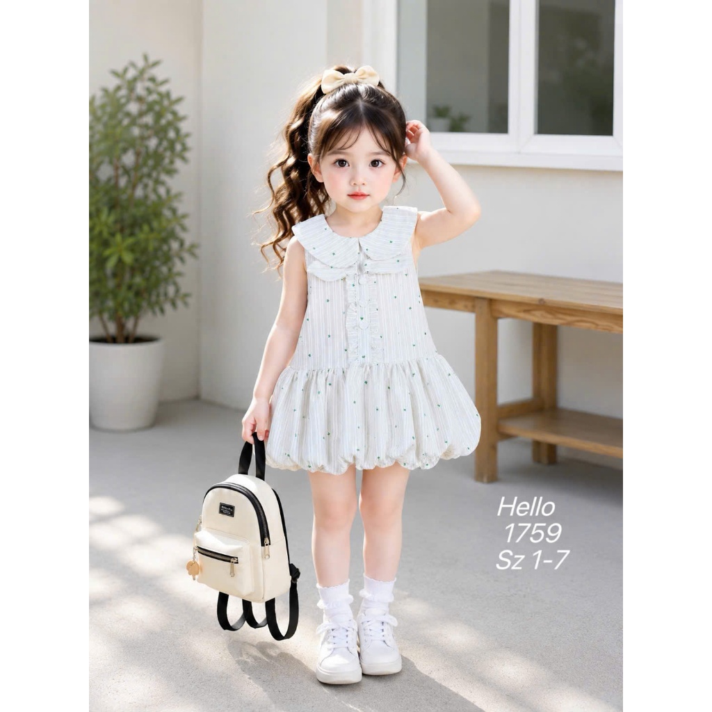 Váy Kẻ Dáng Bí Cho Bé Váy Kẻ Sọc Họa Tiết Trái Tim Chất Liệu Đũi Cho Bé Gái BR28