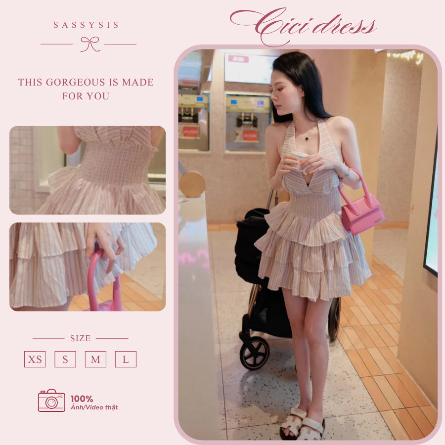 Cici dress dạng yếm tùng xoè 3 tầng