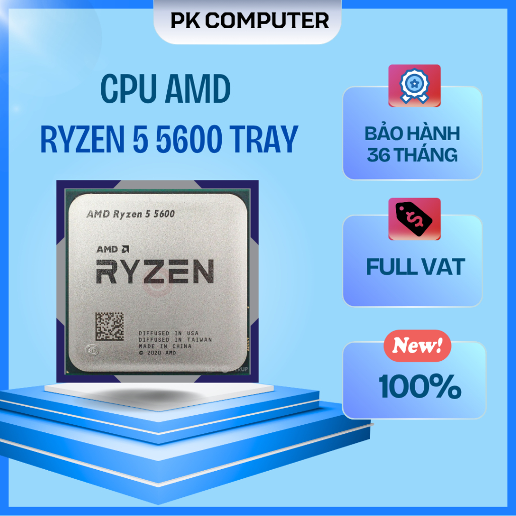 CPU AMD Ryzen 5 5600 (3.5 GHz Upto 4.4GHz / 35MB / 6 Cores, 12 Threads ...