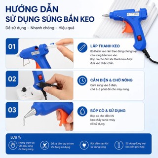 MÁY BẮN KEO SÚNG BẮN KEO NẾN SILICON 20W 60W TO NHỎ LOẠI THƯỜNG CÓ CÔNG TẮC KEO NẾN DÙNG DÁN GỖ VẢI NỈ GIẤY HANDMADE DIY