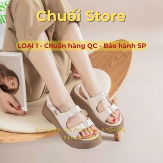Dép quai hậu nữ da PU tổng hợp dệt vải đế cao su cao cấp êm ái mềm mại dễ đi