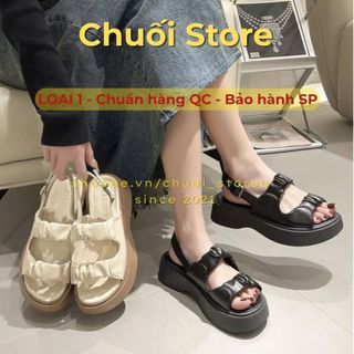 Dép quai hậu nữ da PU tổng hợp dệt vải đế cao su cao cấp êm ái mềm mại dễ đi