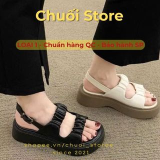 Dép quai hậu nữ da PU tổng hợp dệt vải đế cao su cao cấp êm ái mềm mại dễ đi