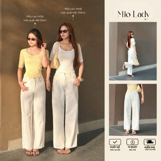 Quần jean Miolady trắng cạp cao ống suông cao cấp – thanh lịch, tôn dáng, dễ phối đồ QA005