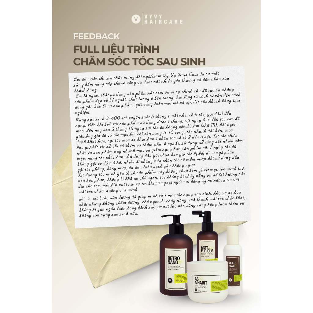 Combo giảm rụng phục hồi và phủ bóng toàn diện cho mái tóc vyvyhaircare V 745ml / 780ml