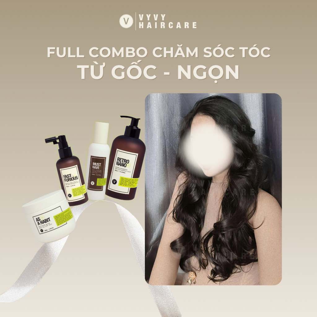 Combo giảm rụng phục hồi và phủ bóng toàn diện cho mái tóc vyvyhaircare V 745ml / 780ml