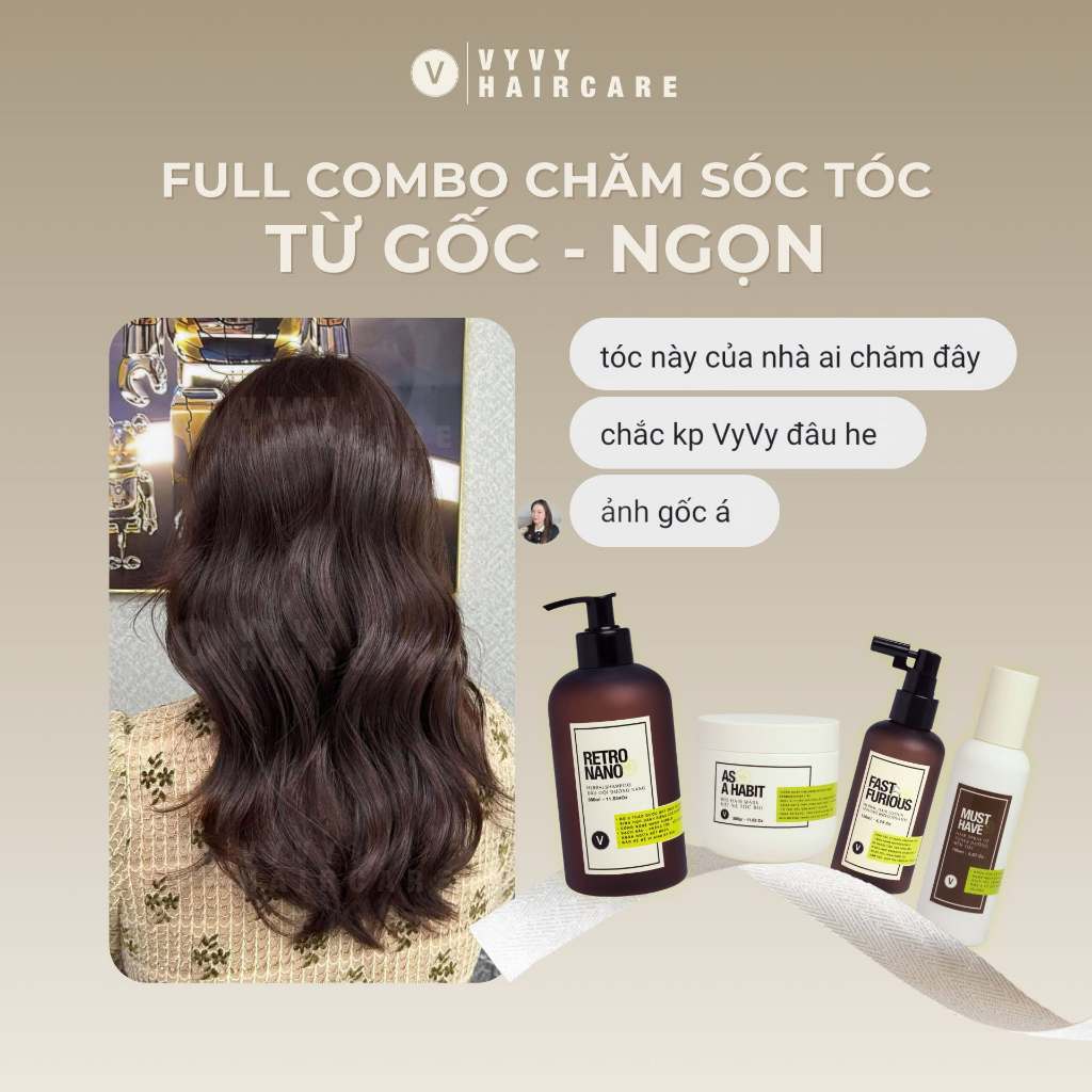 Combo giảm rụng phục hồi và phủ bóng toàn diện cho mái tóc vyvyhaircare V 745ml / 780ml