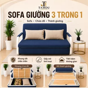 Ghế Sofa Kiêm Giường Ngủ Gấp Gọn Tahou - Khung Sắt Chắc Chắn, Nệm Êm, Dùng Cho Phòng Khách/Phòng Trọ