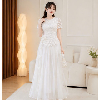 Đầm thiết kế ren nhũ xoè dự tiệc nữ tính cao cấp