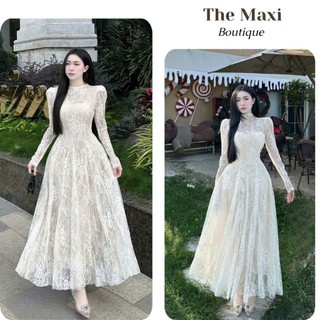Váy dự tiệc thiết kế dáng chất hoa thêu bo chun nhẹ nhàng nữ MH6