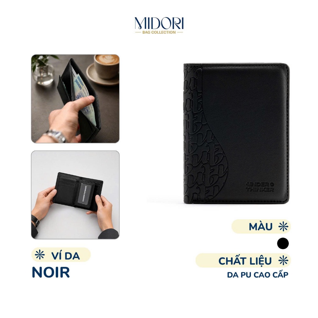 Ví Da PU Đứng NOIR Bóp Cầm Tay Basic Nam Nữ Đựng Tiền Thẻ Nhiều Ngăn Đơn Giản | M Midori