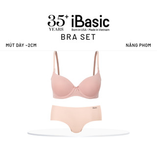 [MUA ÁO TẶNG QUẦN] Bộ đồ lót nữ iBasic áo ngực có gọng mút vừa và quần không đường may lưng vừa BRAW130+V119
