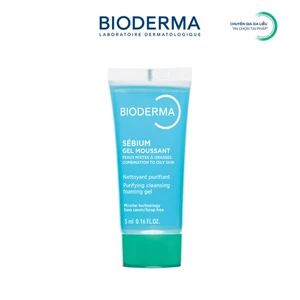 Gel rửa mặt tạo bọt cho da hỗn hợp và da dầu Bioderma Sebium Gel Moussant - 5ml