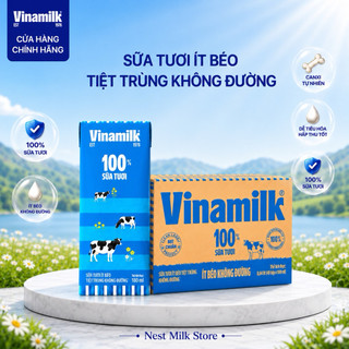 Sữa Tươi Tiệt Trùng Vinamilk Ít Béo Không Đường 180ml - Thùng 48 Hộp