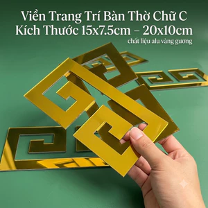 Viền Trang Trí Bàn Thờ Chữ C Kích Thước 15x7.5cm – 20x10cm – MDF Chống Ẩm, Alu Gương Vàng-3015