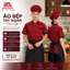 Áo Bếp Tay Ngắn Cao Cấp Cotton Lạnh Đỏ Đô Phối Đen Cho Đầu Bếp Nhà Hàng Khách Sạn - Nhận In Thêu Logo - Sỉ Số Lượng