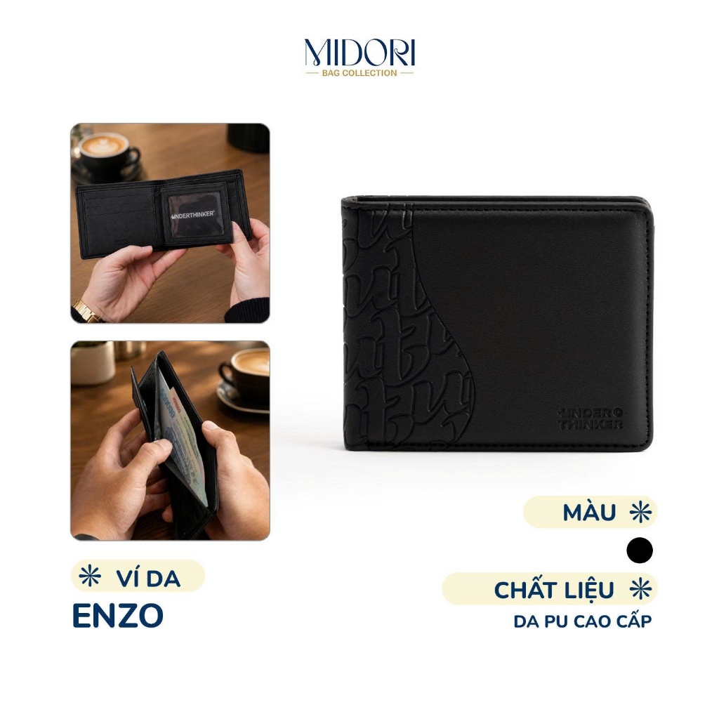 Ví Da PU Ngang Enzo Basic Bóp Đựng Tiền Thẻ Nhiều Ngăn Cầm Tay Nam Nữ Unisex | M Midori