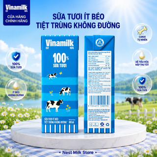 Sữa Tươi Tiệt Trùng Vinamilk Ít Béo Không Đường 180ml - Thùng 48 Hộp