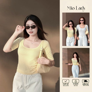 Áo thun Miolady cổ vuông tay lỡ cotton cao cấp – ôm dáng, thoáng mát, che khuyết điểm AO036