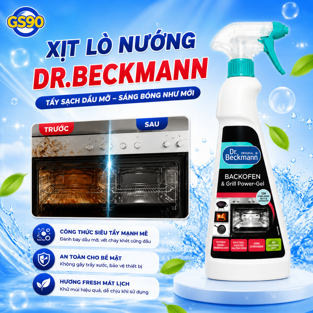 Xịt Vệ Sinh Lò Nướng Dr.Beckmann 375ml Vệ Sinh Nồi Chiên Không Dầu, Lò Vi Sóng Làm Sạch, Tẩy Dầu Mỡ, Sạch Khuẩn