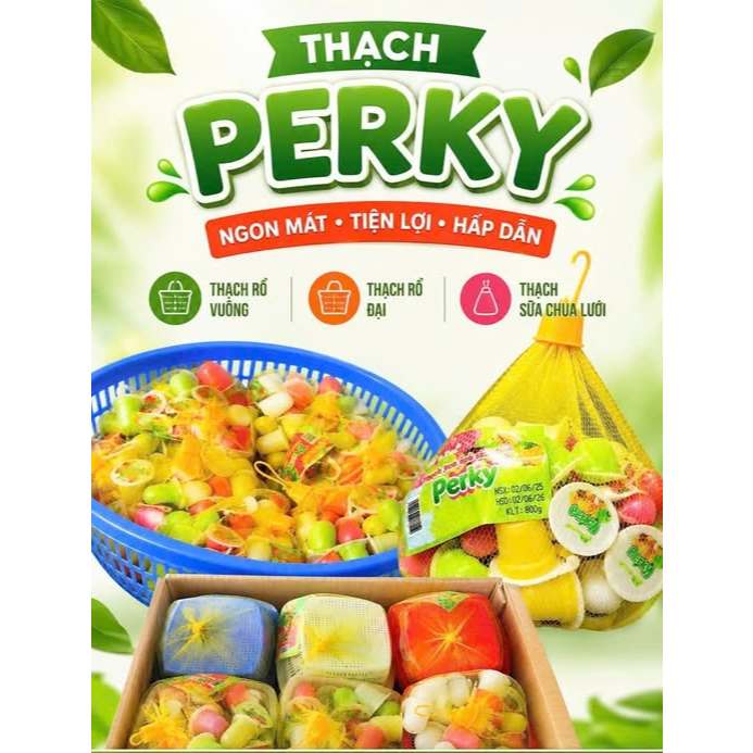 Thạch rau câu Perky - Tiên An Food - hương trái cây túi 600g thơm mát hàng chính hãng, đồ ăn vặt hot