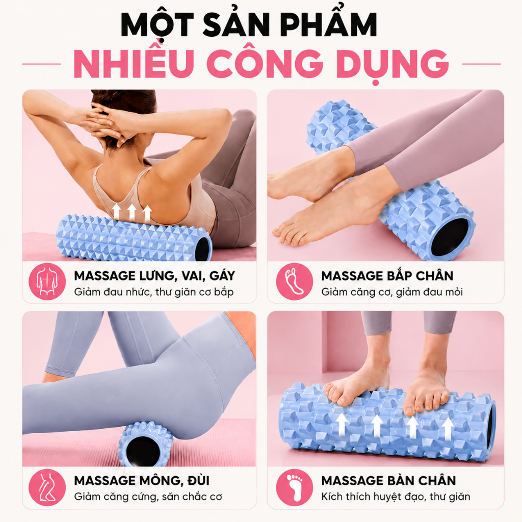 Con Lăn Yoga AGNITE Massage Foarm Roller Giúp Chân Thon Gọn Mát-Xa Cơ Bắp Thư Giãn Toàn Thân Thể Dục Tại Nhà