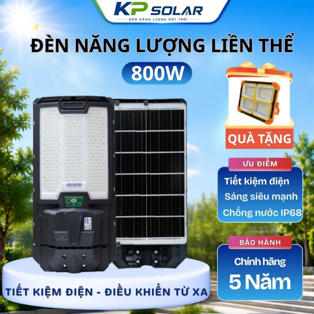 Đèn Đường Năng Lượng Mặt Trời 800W Liền Thể Sáng Mạnh Ngoài Trời Chống Nước IP68 Bảo Hành 5 Năm