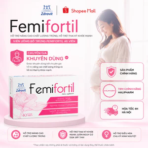 Viên Uống FEMIFORTIL Bổ Trứng chứa Axit Folic, Vitamin Chuẩn Bị & Tăng Khả Năng Mang Thai 60V