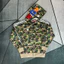 Áo khoác hằng ngày cá vượng x ba lá camo xanh hoạ tiết in nổi thêu xù