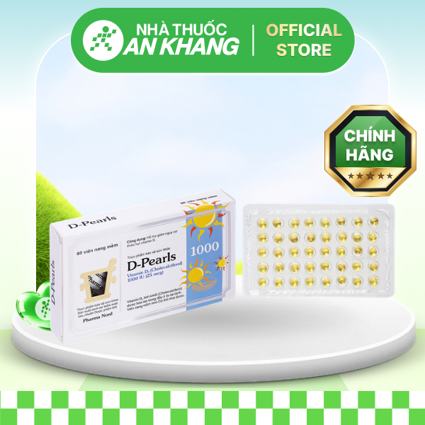 D-Pearls Vitamin D3 1000IU giúp bổ sung vitamin D hộp 80 viên [Nhà thuốc An Khang - Chính Hãng 100%]