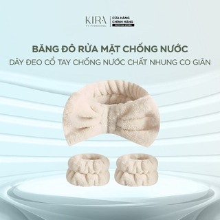 Băng đô rửa mặt, dây đeo cổ tay chống nước, set phụ kiện skincare sang chảnh, chất nhung co giãn
