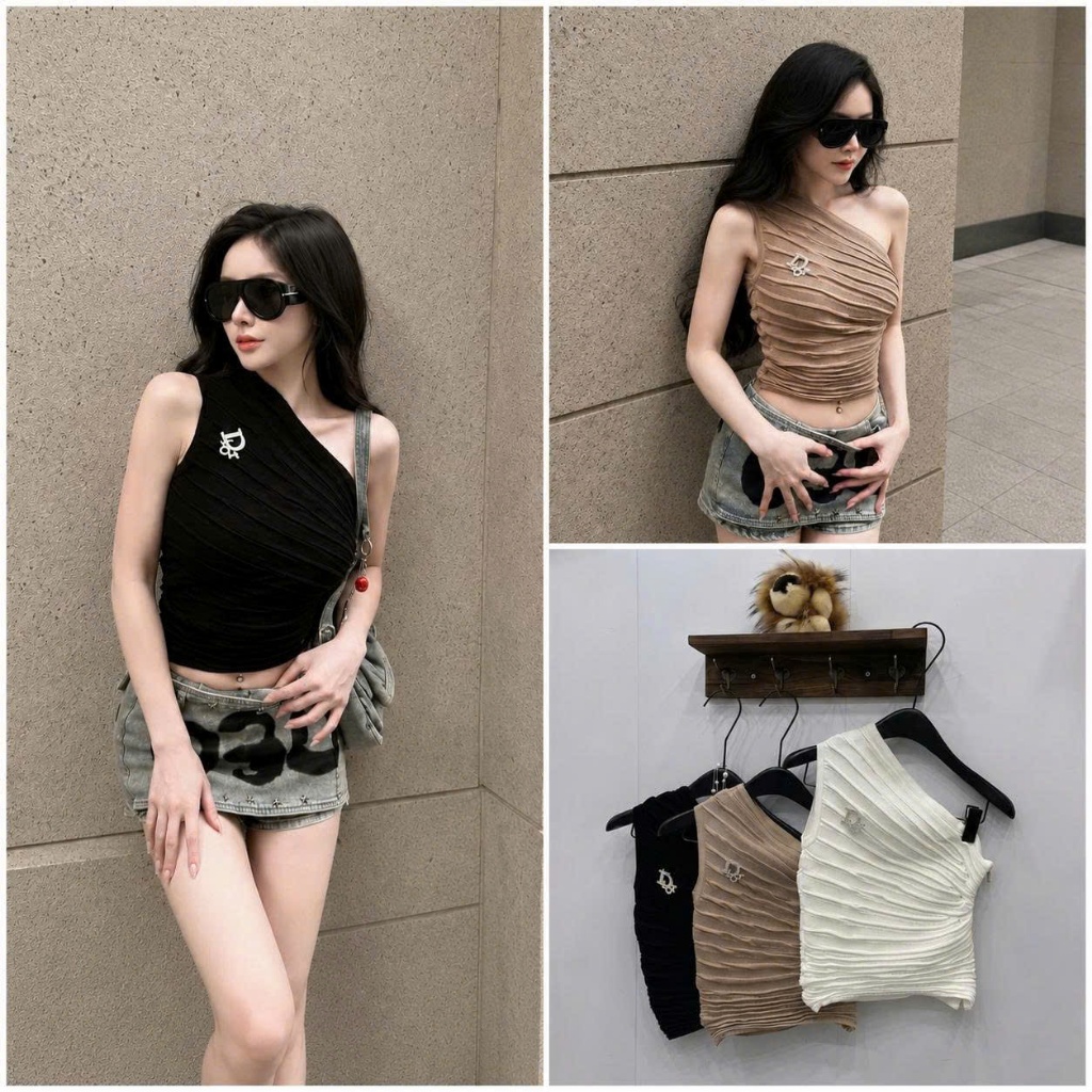 Áo len lệch vai kèm tag HiNa QCCC QCL1 AK0004