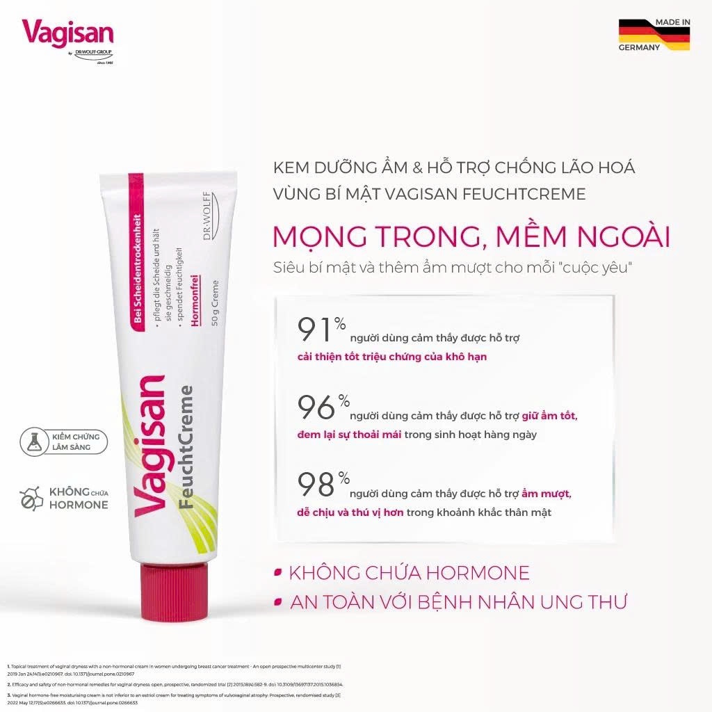 Kem dưỡng ẩm Vagisan FeuchtCreme làm mềm và hỗ trợ chống lão hóa vùng kín dành cho phụ nữ