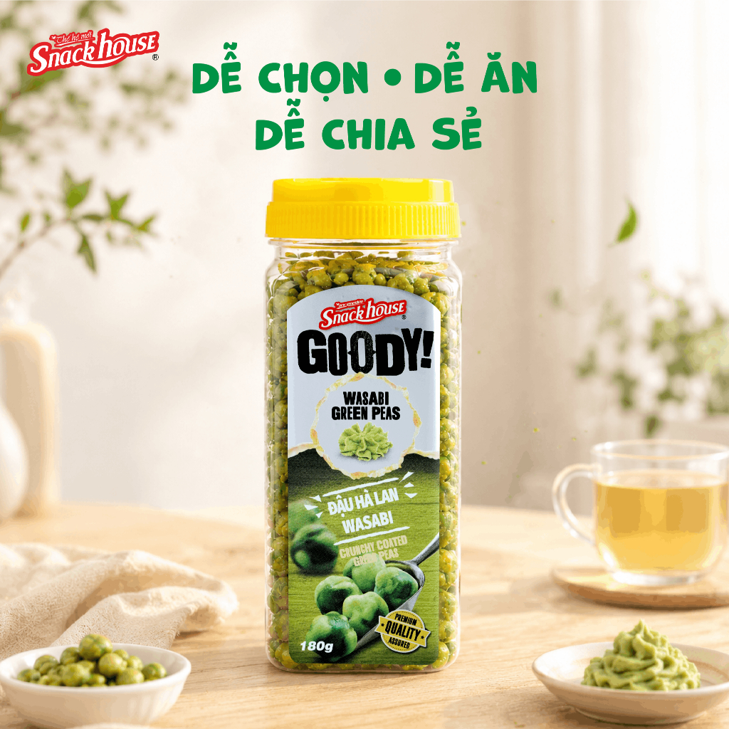 Hũ đậu Hà Lan Vị Wasabi Snackhouse 180g