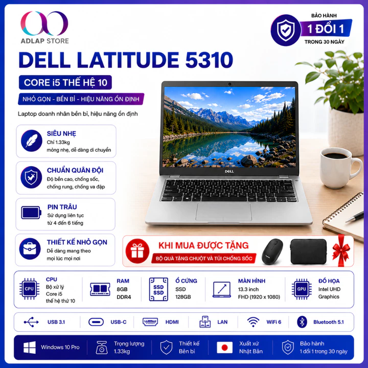 Laptop Dell Latitude i5 Gen 10 8GB RAM 128GB SSD Full HD