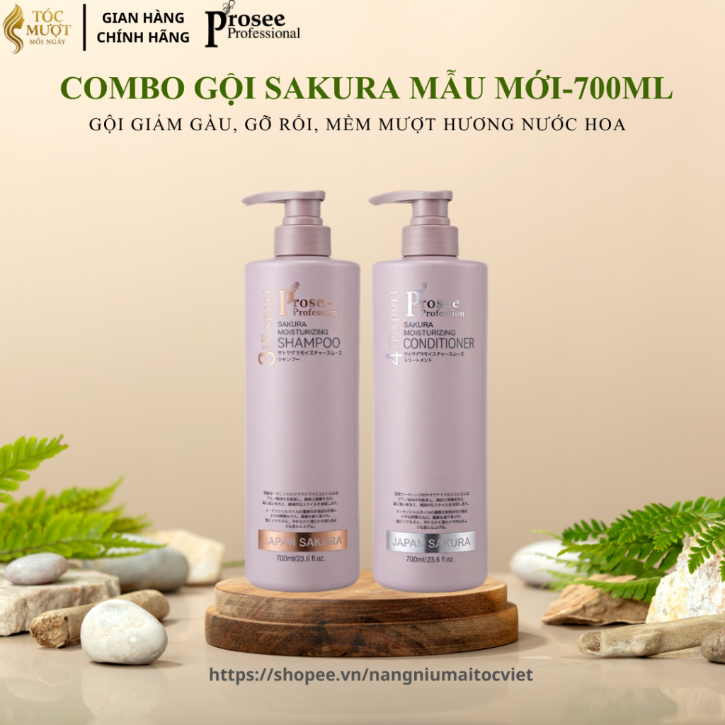 Gội Xả PROSEE SAKURA 700ml chính hãng mềm mượt dành cho da đầu nhạy cảm ...