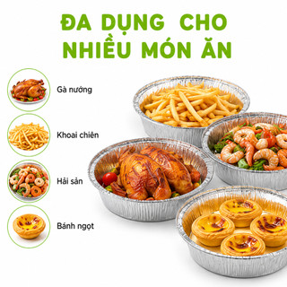 Đĩa Bạc Nhôm Đựng Đồ Chiên Nướng Đồ Chiên, BBQ GD65 - Khay Bạc Nhôm Tròn Dùng Một Lần Cao Cấp