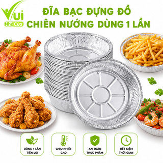 Đĩa Bạc Nhôm Đựng Đồ Chiên Nướng Đồ Chiên, BBQ GD65 - Khay Bạc Nhôm Tròn Dùng Một Lần Cao Cấp