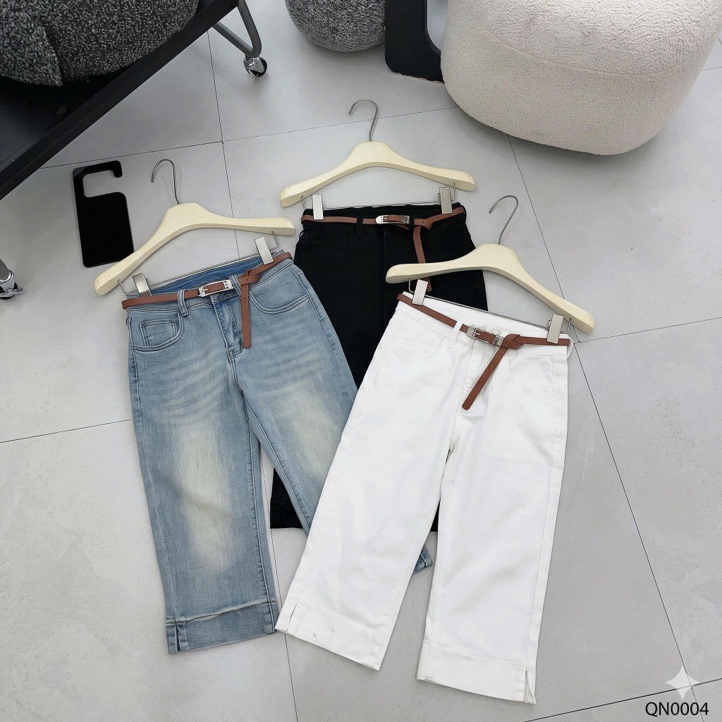 Quần ngố jean denim bò ôm kèm đai nâu 3 màu Mía QCCC QCL1 QN0004 #35052