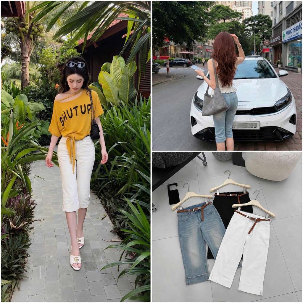 Quần ngố jean denim bò ôm kèm đai Mía QCCC QCL1 QN0004 #35052
