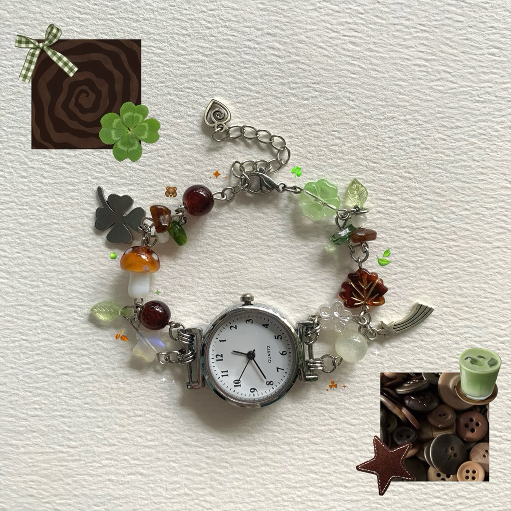 [ 𝗡𝗵𝗶𝗲̂̀𝘂 𝗺𝗮̂̃𝘂 ] Đồng hồ handmade custom kim loại, mix hạt giá rẻ