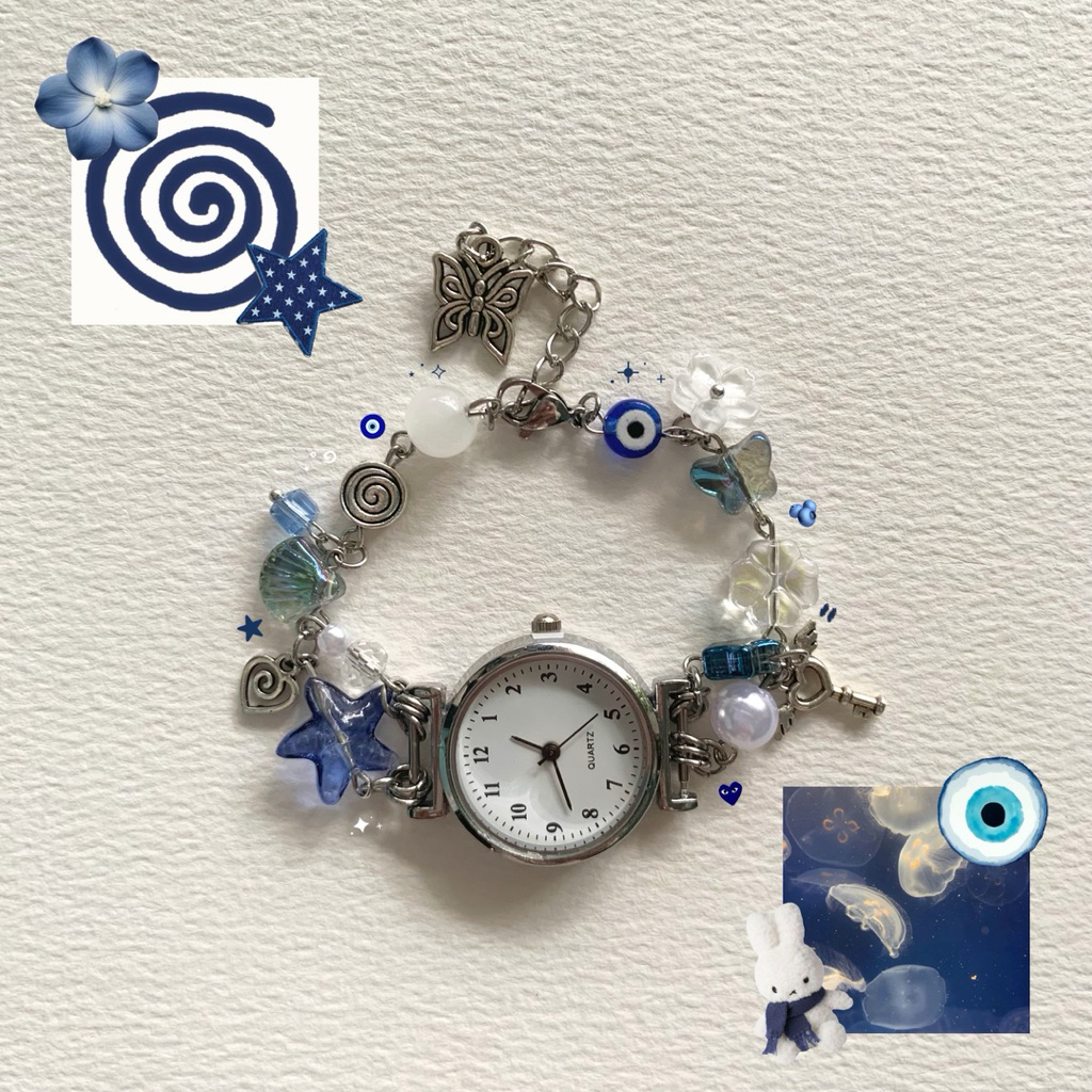 [ 𝗡𝗵𝗶𝗲̂̀𝘂 𝗺𝗮̂̃𝘂 ] Đồng hồ handmade custom kim loại, mix hạt giá rẻ