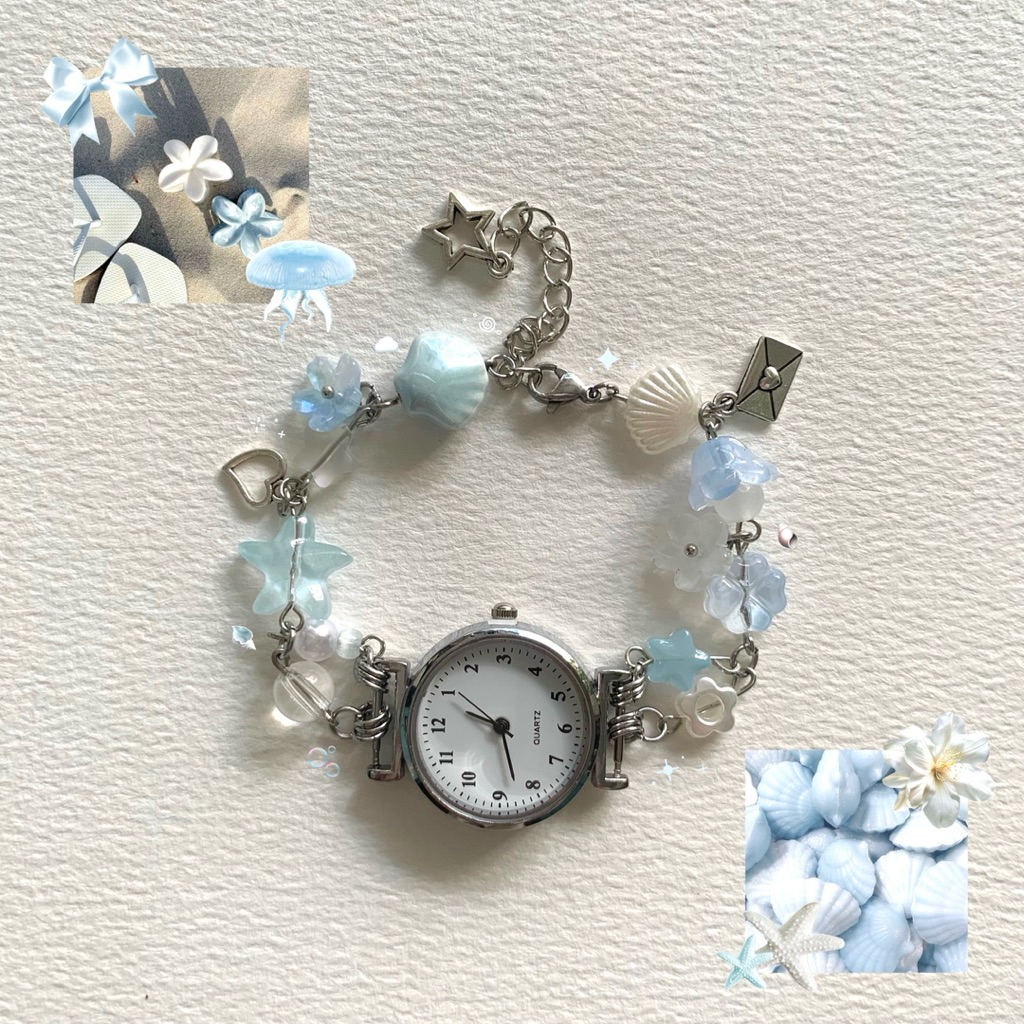 [ 𝗡𝗵𝗶𝗲̂̀𝘂 𝗺𝗮̂̃𝘂 ] Đồng hồ handmade custom kim loại, mix hạt giá rẻ