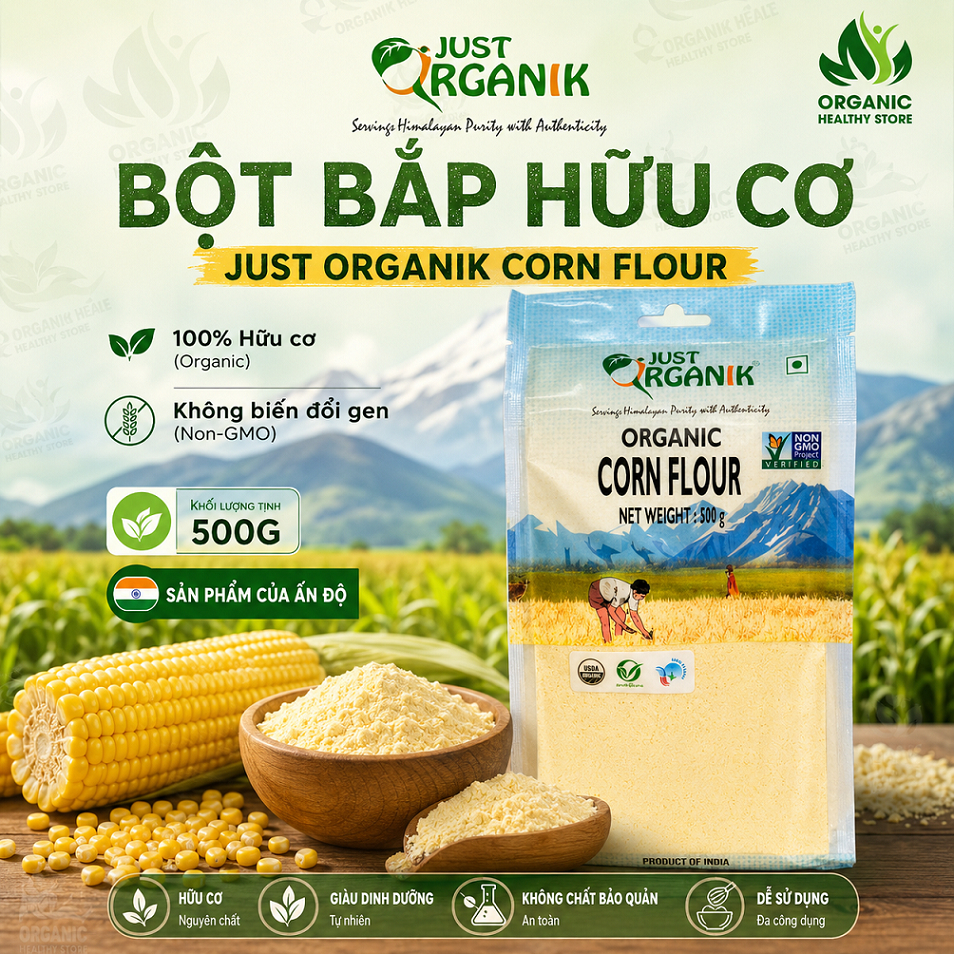 [2027] Bột Bắp Hữu Cơ Just Organik corn flour 500g